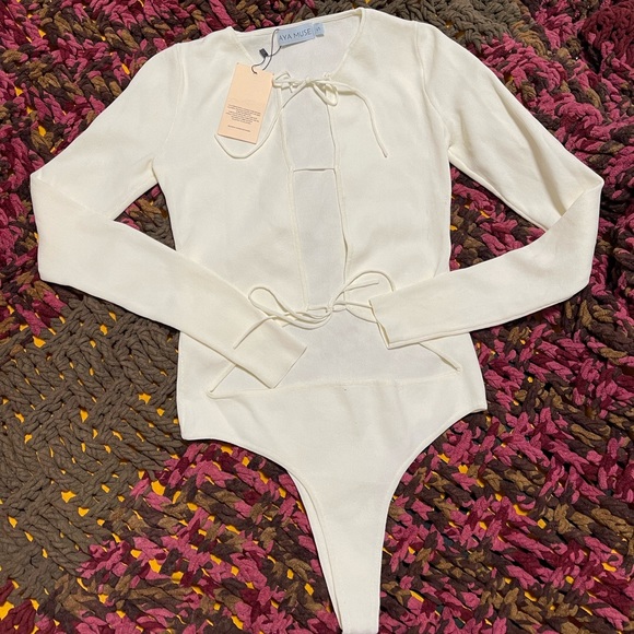 Aya Muse Tops - Aya Muse lace-up long sleeve bodysuit